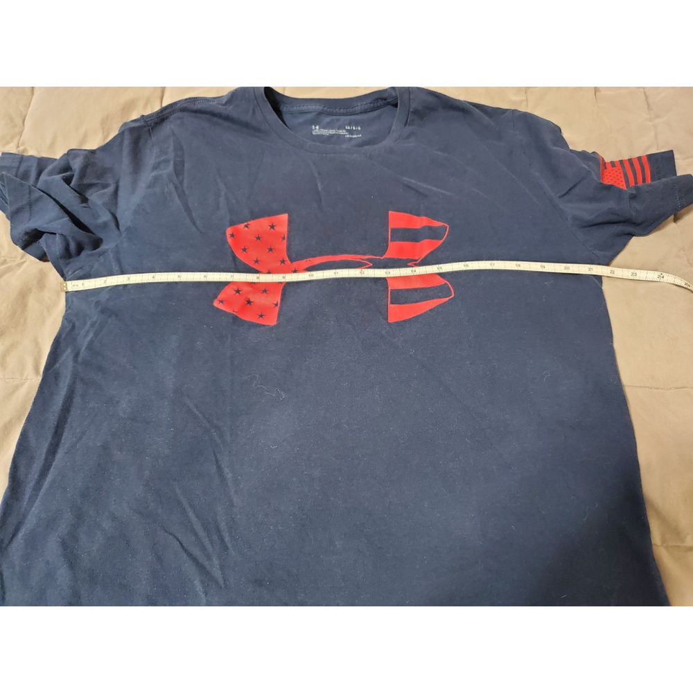 Under Armour HeatGear T‑Shirt Men’s XL Navy Red USA Logo Graphic Tee - Picture 3 of 7